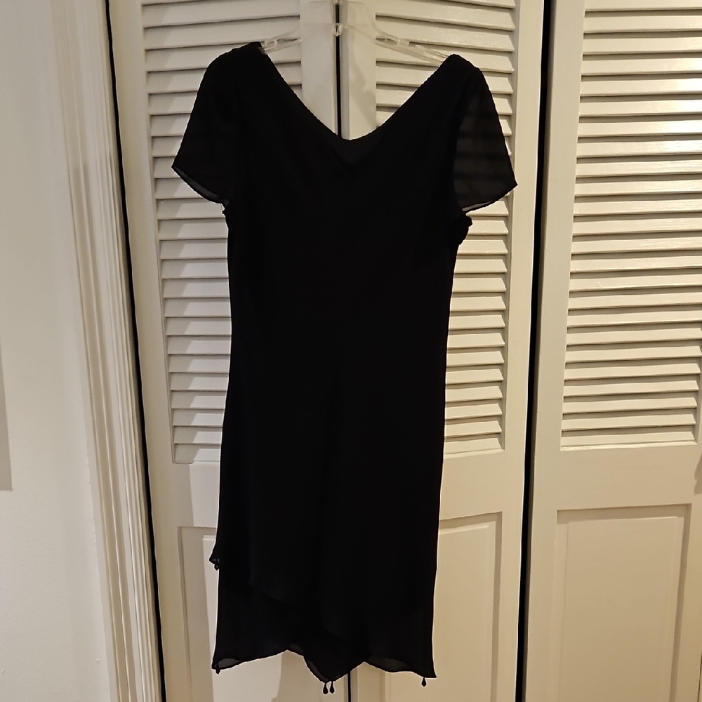 Virgo Black Sheath Dress with Flutter Sleeves for Cocktail Night Out